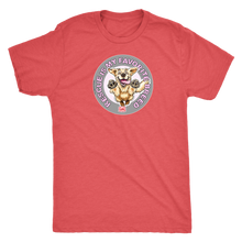 Load image into Gallery viewer, a men's red t-shirt featuring the original Golden Retriever dog artwork by OMG You're Home! This collection is dedicated to those of us who love and support rescues.