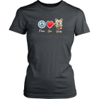 dark grey District Shirt featuring the Peace Love Yorkie dog design from OMG You're HOME!