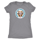 front view of a women's light grey triblend shirt featuring original Red Nose Pitbull rescue artwork by OMG You're HOME!