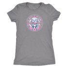 A soft a slim fitting Womens grey V-Neck by Next Level featuring the Blue Nose pitbull mom design on the front in full vibrant color.