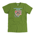 a lime green a blue American Apparel Mens dog lovers shirt featuring the German Shepherd design in the Emotional Support Human collection