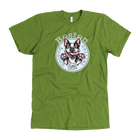 Lime green American Apparel dog lover t-shirt featuring the Boston Terrier dog design by OMG You're Home