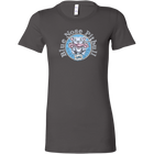 a women's grey shirt with the Blue Nose pitbull design on the front