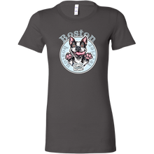 Load image into Gallery viewer, an grey woman's shirt with a Boston Terrier dog design by OMG You're Home