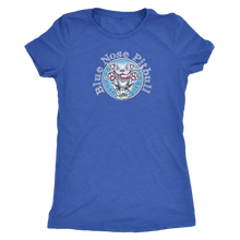 Load image into Gallery viewer, Royal blue woman's t-shirt featuring the Blue Nose Pitbull dog design from OMG You're Home