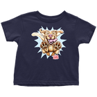 a navy blue OMG You're Home toddler t-shirt featuring the original Yellow Labrador Retriever dog design on the front in full color