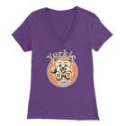 Purple Yorkie v-neck t-shirt by OMG You're Home