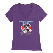Load image into Gallery viewer, Emotional Support Human - Boston Terrier - Bella Womens V-Neck for Bostie Moms