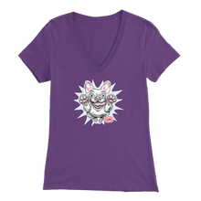 Load image into Gallery viewer, White French Bulldog - Frenchie - Bella Womens V-Neck