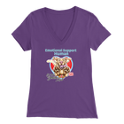 Bella Womens purple V-Neck. This comfortable shirt features the OMG You're Home German Shepherd dog design with the text "Emotional Support Human".