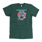 a  kelly green OMG You're Home t-shirt featuring the Emotional Support Human for my Black Labrador Retriever design on the front in full color