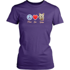 Purple District Shirt featuring the Peace Love Yorkie dog design from OMG You're HOME!