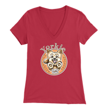 Load image into Gallery viewer, red Yorkie v-neck t-shirt by OMG You&#39;re Home