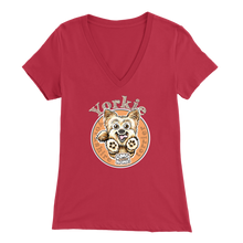 Load image into Gallery viewer, red Yorkie v-neck t-shirt by OMG You're Home