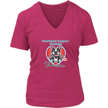 Load image into Gallery viewer, Emotional Support Human - Boston Terrier - Womens V-Neck for Bostie Lovers