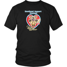 Load image into Gallery viewer, a men's black t-shirt by District featuring the original Golden Retriever artwork by OMG You're Home!