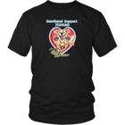 a men's black t-shirt by District featuring the original Golden Retriever artwork by OMG You're Home!