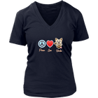 Peace Love Yorkie - Womens V-Neck for the Yorkshire Terrier Lover