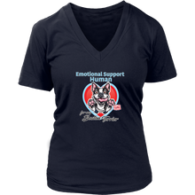 Load image into Gallery viewer, Emotional Support Human - Boston Terrier - Womens V-Neck for Bostie Lovers