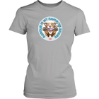 front view of a womens light grey t-shirt featuring the original Red Nose Pitbull artwork by OMG You're Home! Part of the "Rescue is my favorite breed" collection.