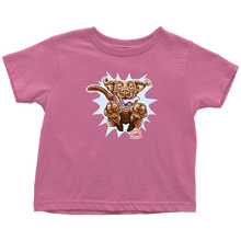 Load image into Gallery viewer, a dark pink OMG You're Home t-shirt featuring the original Chocolate Labrador Retriever dog design on the front