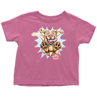 a pink OMG You're Home toddler t-shirt featuring the original Yellow Labrador Retriever dog design on the front in full color