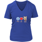 Peace Love Yorkie - Womens V-Neck for the Yorkshire Terrier Lover