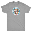 front view of a mens light grey Triblend t-shirt by Next Level featuring the original Red Nose Pitbull artwork by OMG You're Home! Part of the "Rescue is my favorite breed" collection.