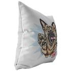 Happy Excited Jumping German Shepherd Pillow