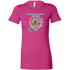 a womens pink shirt featuring the original German Shepherd dog artwork by OMG You're HOME! The text "Emotional Support Human" appears above the design in light blue letters.
