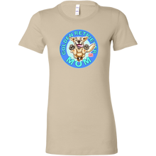 Load image into Gallery viewer, A women's tan t-shirt featuring the OMG You're Home! Golden Retriever artwork