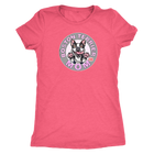 a woman's bright pink shirt with the Boston Terrier dog Mom design on the front on pink letters