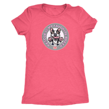 Load image into Gallery viewer, A vintage coral triblend shirt for women featuring the OMG You&#39;re Home! Boston Terrier dog design with &quot;Rescue is my favorite breed&quot;