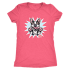 a pink Next Level Womens Triblend featuring the OMG You're Home Boston Terrier dog design in full color on the front.