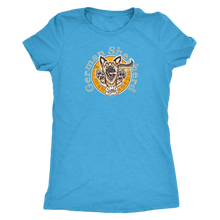 Load image into Gallery viewer, a  women's sky blue triblend shirt with the original German Shepherd design on the front in full color