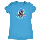 a woman's light blue t- shirt with the Boston Terrier dog Mom design on the front