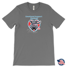 a grey Canvas brand made in the U.S.A. Mens T-Shirt for dog lovers featuring the Black Labrador Retriever in the Emotional Support Human collection