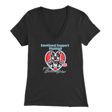 Load image into Gallery viewer, Emotional Support Human - Boston Terrier - Bella Womens V-Neck for Bostie Moms