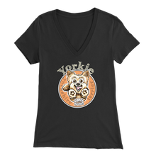 Load image into Gallery viewer, Grey Yorkie v-neck t-shirt by OMG You're Home