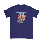 a blue Gildan Womens T-Shirt for dog lovers featuring the German Shepherd design in the Emotional Support Human collection