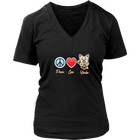 Peace Love Yorkie - Womens V-Neck for the Yorkshire Terrier Lover