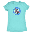 a woman's teal shirt with the Boston Terrier dog Mom design on the front