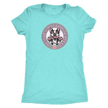 Load image into Gallery viewer, A vintage teal triblend shirt for women featuring the OMG You&#39;re Home! Boston Terrier dog design with &quot;Rescue is my favorite breed&quot;