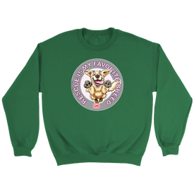 a green unisex sweatshirt featuring the original Golden Retriever dog artwork by OMG You're Home!