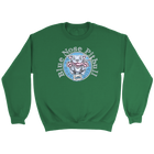 Green crewneck sweatshirt featuring a Blue Nose Pitbull dog design by OMG you're Home