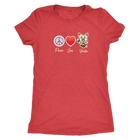 red  Next Level Triblend Shirt featuring the Peace Love Yorkie dog design from OMG You're HOME!