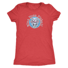 Red woman's t-shirt featuring the Blue Nose Pitbull dog design from OMG You're Home