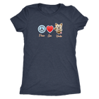 Navy blue Next Level Triblend Shirt featuring the Peace Love Yorkie dog design from OMG You're HOME!