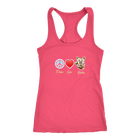 Pink Next Level Racerback Tank featuring the Peace Love Yorkie dog design from OMG You're HOME!