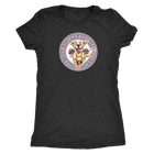 a women's black t-shirt featuring the original Golden Retriever dog artwork by OMG You're Home! This collection is dedicated to those of us who love and support rescues.